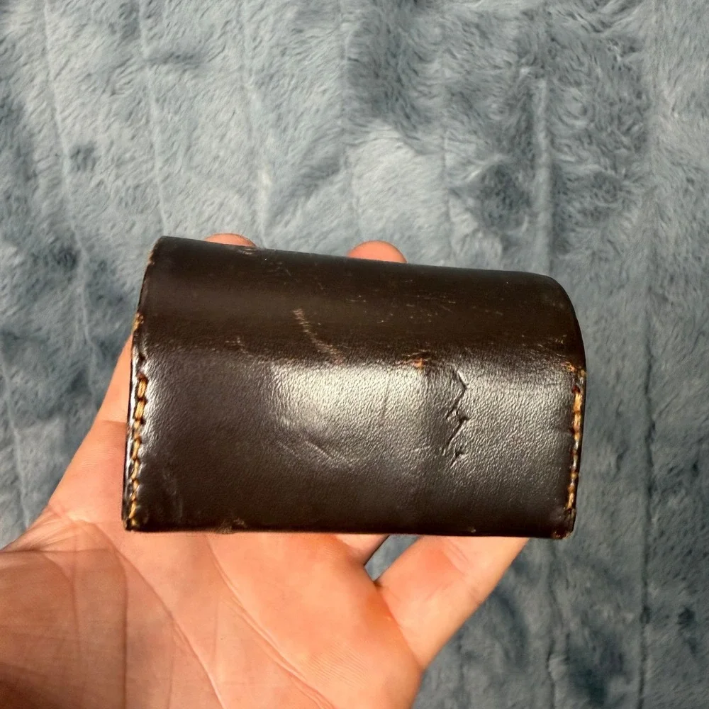 Vintage Made in Germany Leather Camera Lens Filter Case Brown Dual Snap 3 Slot